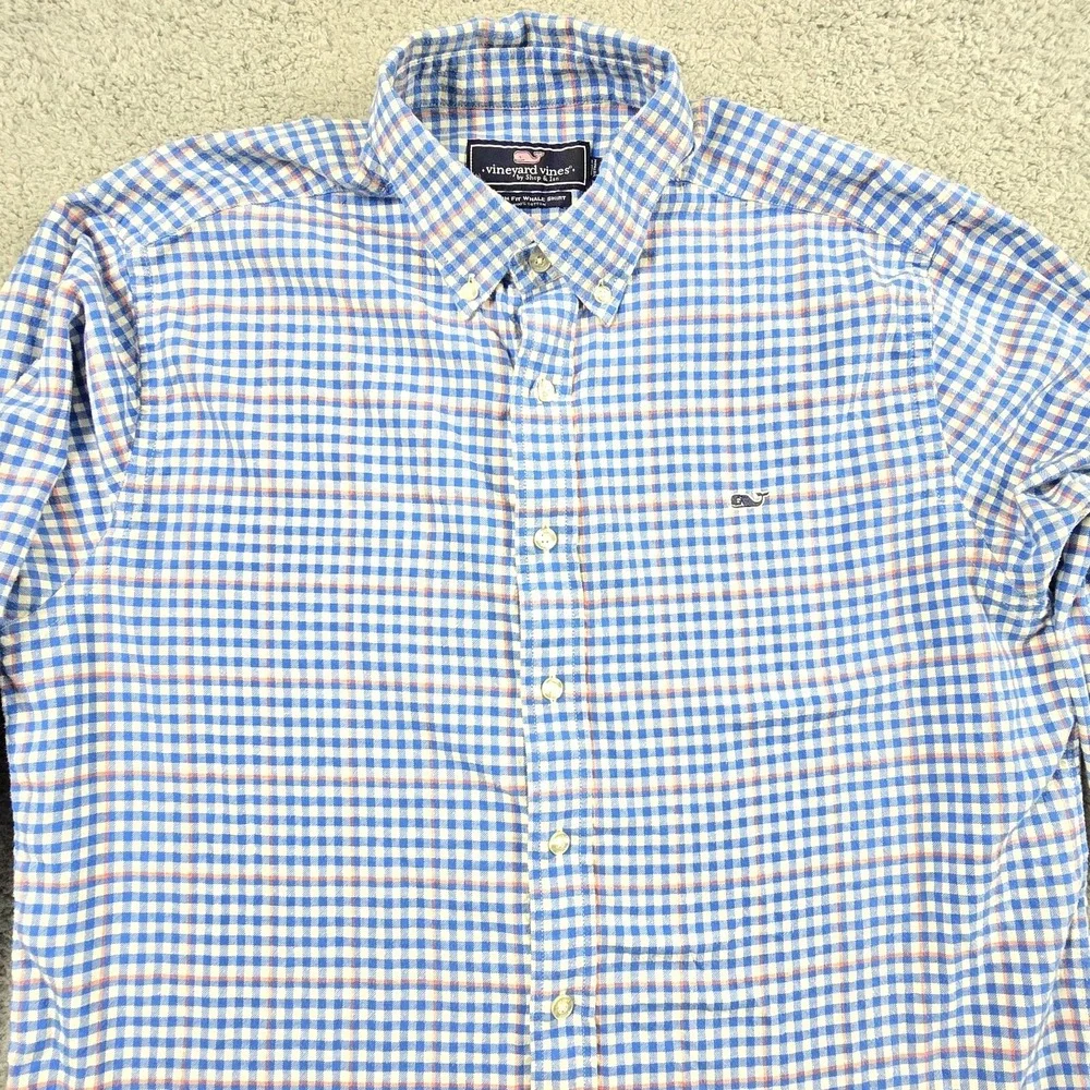 Vineyard Vines Mens Large Slim Fit‎ Whale Flannel Shirt Long Sleeve Button - Picture 3 of 11